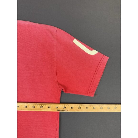 Vintage 90s Club Monaco Quality Wear Red Shirt C L U B Spell Out Design Rare Tee - Picture 10 of 11